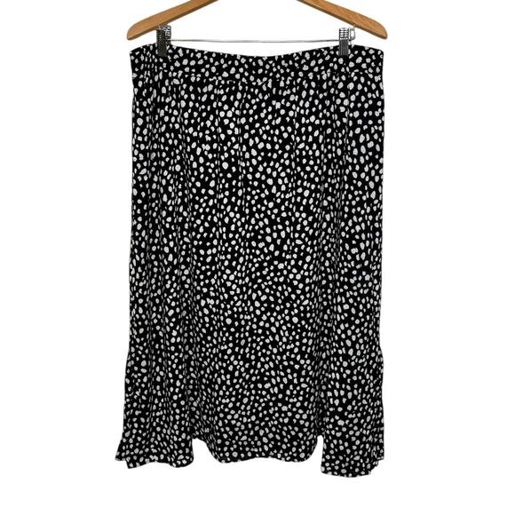 LOFT NWT Women's XL Polka Dot Black White A Line Midi Skirt Elastic Waist Lined - Picture 1 of 13